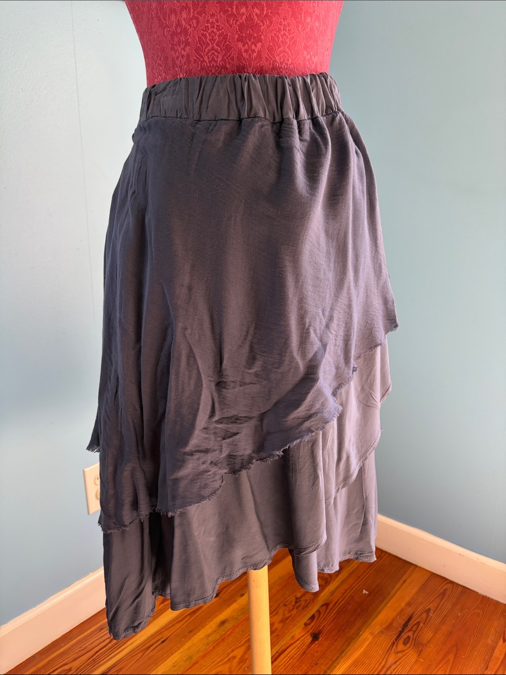 Slate blue skirt made in Italy and soft,  comfortable